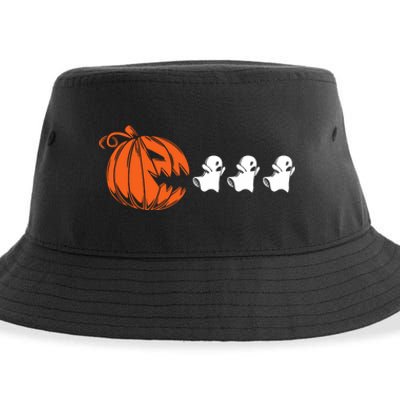 Funny Halloween Pumpkin Eating Ghost Gamer Sustainable Bucket Hat