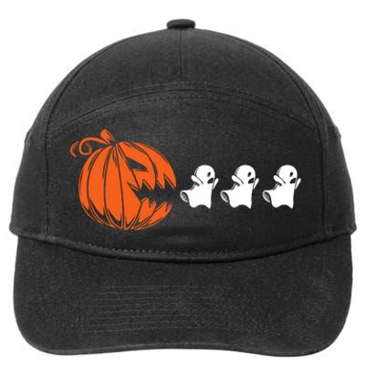 Funny Halloween Pumpkin Eating Ghost Gamer 7-Panel Snapback Hat