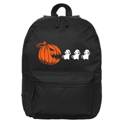 Funny Halloween Pumpkin Eating Ghost Gamer 16 in Basic Backpack