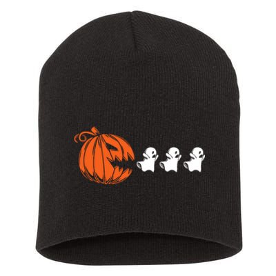 Funny Halloween Pumpkin Eating Ghost Gamer Short Acrylic Beanie