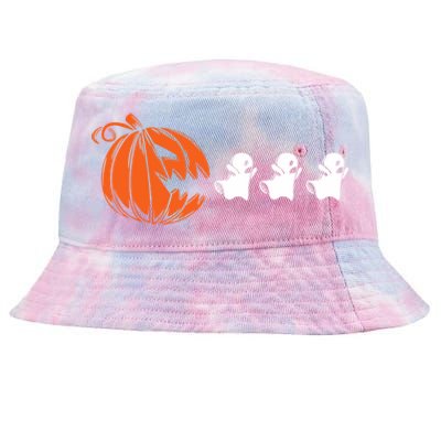 Funny Halloween Pumpkin Eating Ghost Gamer Tie-Dyed Bucket Hat