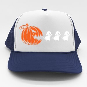 Funny Halloween Pumpkin Eating Ghost Gamer Trucker Hat