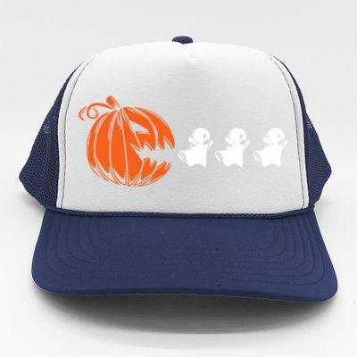 Funny Halloween Pumpkin Eating Ghost Gamer Trucker Hat