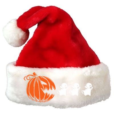 Funny Halloween Pumpkin Eating Ghost Gamer Premium Christmas Santa Hat