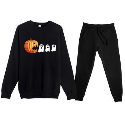 Funny Halloween Pumpkin Ghosts Jack O Lantern Premium Crewneck Sweatsuit Set