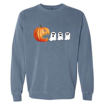 Funny Halloween Pumpkin Ghosts Jack O Lantern Garment-Dyed Sweatshirt