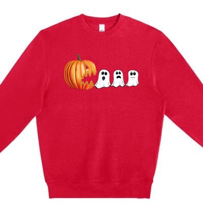 Funny Halloween Pumpkin Ghosts Jack O Lantern Premium Crewneck Sweatshirt