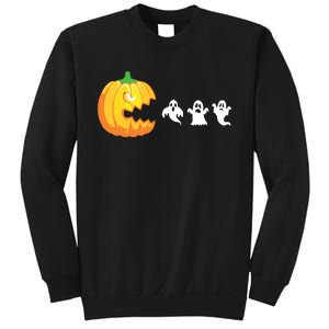 Funny Halloween Pumpkin Eating Ghost Gamer Kids Sweatshirt