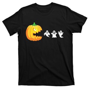 Funny Halloween Pumpkin Eating Ghost Gamer Kids T-Shirt