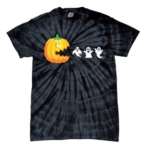 Funny Halloween Pumpkin Eating Ghost Gamer Kids Tie-Dye T-Shirt