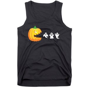 Funny Halloween Pumpkin Eating Ghost Gamer Kids Tank Top