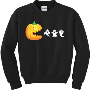 Funny Halloween Pumpkin Eating Ghost Gamer Kids Kids Sweatshirt