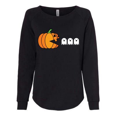 Funny Halloween Pumpkin Eating Ghost Gamer Kids Womens California Wash Sweatshirt