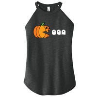 Funny Halloween Pumpkin Eating Ghost Gamer Kids Women's Perfect Tri Rocker Tank