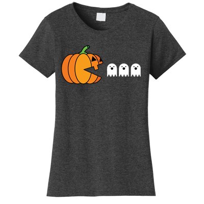 Funny Halloween Pumpkin Eating Ghost Gamer Kids Women's T-Shirt