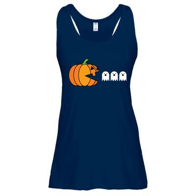 Funny Halloween Pumpkin Eating Ghost Gamer Kids Ladies Essential Flowy Tank