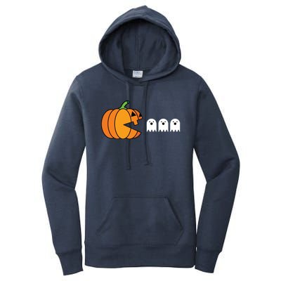 Funny Halloween Pumpkin Eating Ghost Gamer Kids Women's Pullover Hoodie