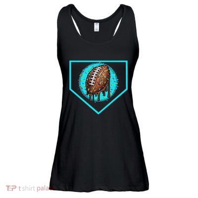 Football Home Plate Drip Ice Cream Football Ladies Essential Flowy Tank