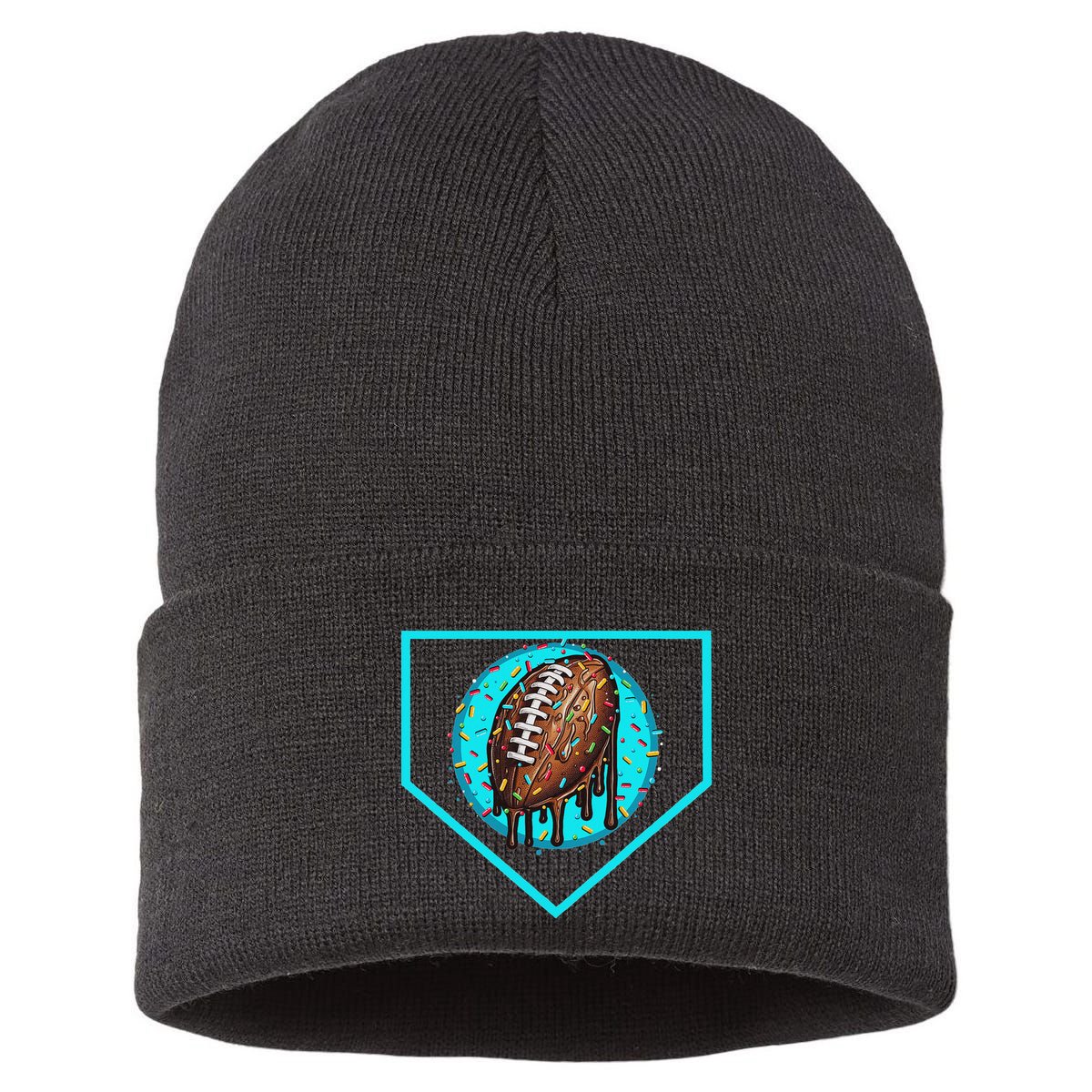 Football Home Plate Drip Ice Cream Football Sustainable Knit Beanie