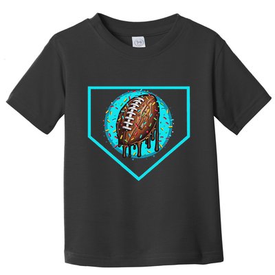 Football Home Plate Drip Ice Cream Football Toddler T-Shirt