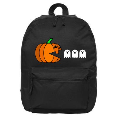 Funny Halloween Pumpkin Eating Ghost Gamer 16 in Basic Backpack