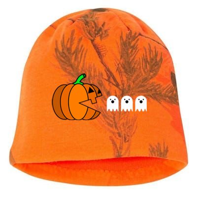 Funny Halloween Pumpkin Eating Ghost Gamer Kati - Camo Knit Beanie