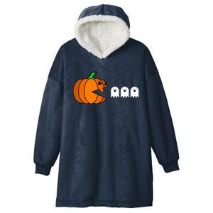 Funny Halloween Pumpkin Eating Ghost Gamer Hooded Wearable Blanket