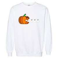 Funny Halloween Pumpkin Eating Ghost Gamer Garment-Dyed Sweatshirt