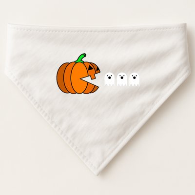 Funny Halloween Pumpkin Eating Ghost Gamer USA-Made Doggie Bandana