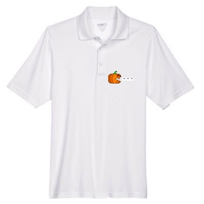 Funny Halloween Pumpkin Eating Ghost Gamer Men's Origin Performance Pique Polo