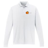 Funny Halloween Pumpkin Eating Ghost Gamer Performance Long Sleeve Polo