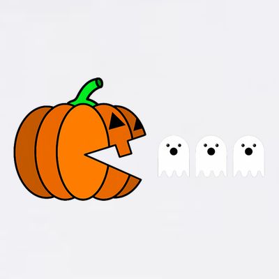 Funny Halloween Pumpkin Eating Ghost Gamer T-Shirt