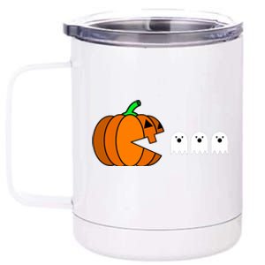 Funny Halloween Pumpkin Eating Ghost Gamer 12 oz Stainless Steel Tumbler Cup