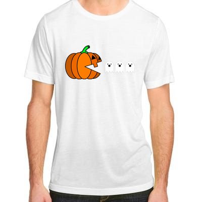 Funny Halloween Pumpkin Eating Ghost Gamer Adult ChromaSoft Performance T-Shirt