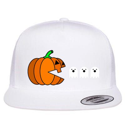 Funny Halloween Pumpkin Eating Ghost Gamer Flatbill Hat