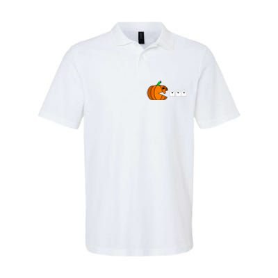 Funny Halloween Pumpkin Eating Ghost Gamer Softstyle Adult Sport Polo