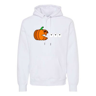 Funny Halloween Pumpkin Eating Ghost Gamer Premium Hoodie