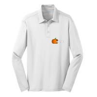 Funny Halloween Pumpkin Eating Ghost Gamer Silk Touch Performance Long Sleeve Polo