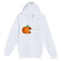 Funny Halloween Pumpkin Eating Ghost Gamer Premium Pullover Hoodie