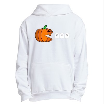 Funny Halloween Pumpkin Eating Ghost Gamer Urban Pullover Hoodie