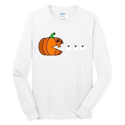 Funny Halloween Pumpkin Eating Ghost Gamer Tall Long Sleeve T-Shirt