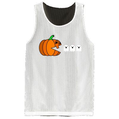 Funny Halloween Pumpkin Eating Ghost Gamer Mesh Reversible Basketball Jersey Tank