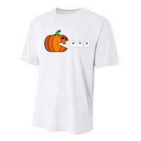 Funny Halloween Pumpkin Eating Ghost Gamer Performance Sprint T-Shirt