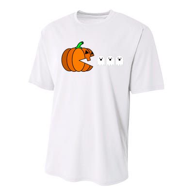 Funny Halloween Pumpkin Eating Ghost Gamer Performance Sprint T-Shirt