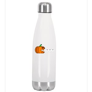 Funny Halloween Pumpkin Eating Ghost Gamer Stainless Steel Insulated Water Bottle