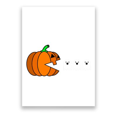 Funny Halloween Pumpkin Eating Ghost Gamer Poster
