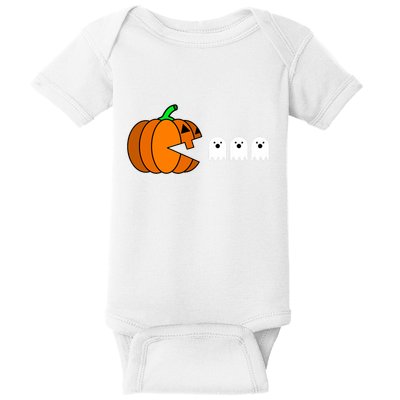 Funny Halloween Pumpkin Eating Ghost Gamer Baby Bodysuit