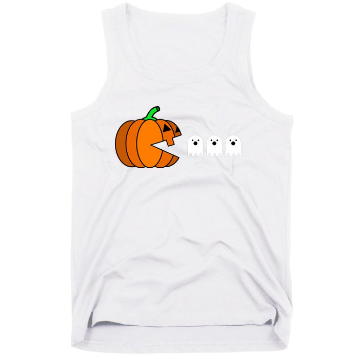 Funny Halloween Pumpkin Eating Ghost Gamer Tank Top