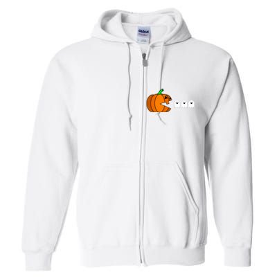 Funny Halloween Pumpkin Eating Ghost Gamer Full Zip Hoodie