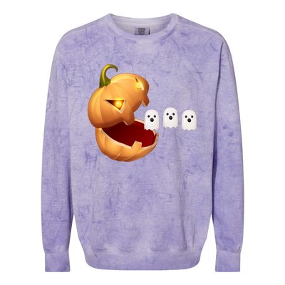 Funny Halloween Pumpkin Eating Ghost Colorblast Crewneck Sweatshirt